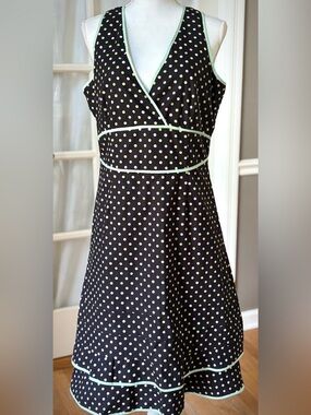 Vintage Y2K Polka Dot Cotton Dress NWT Size 12 Mint Trim Fit & Flare